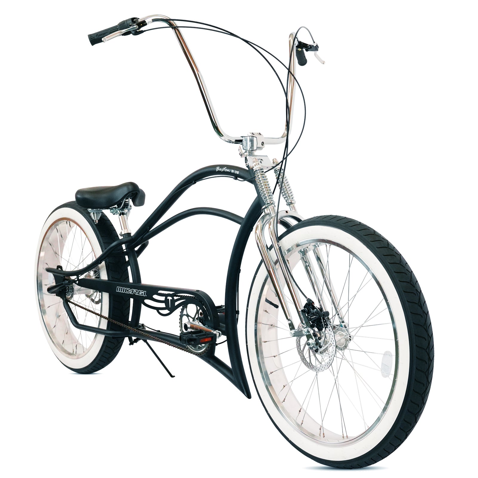Tracer Bikes | Micargi Boston 3i DS Stretch Cruiser Bicycle, 26" Chopper Frame, 3-Speed Internal Hub |  Chico USA, Inc. 