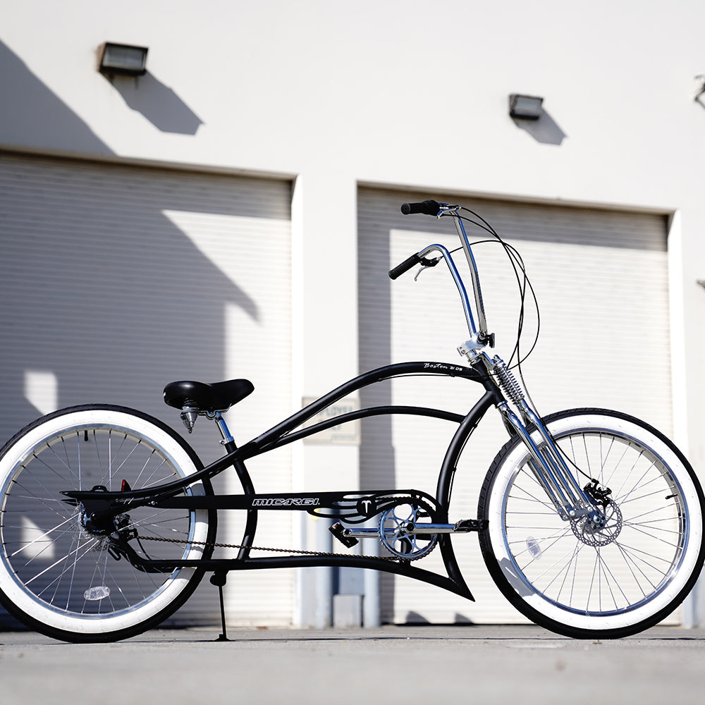 Tracer Bikes | Micargi Boston 3i DS Stretch Cruiser Bicycle, 26" Chopper Frame, 3-Speed Internal Hub |  Chico USA, Inc. 