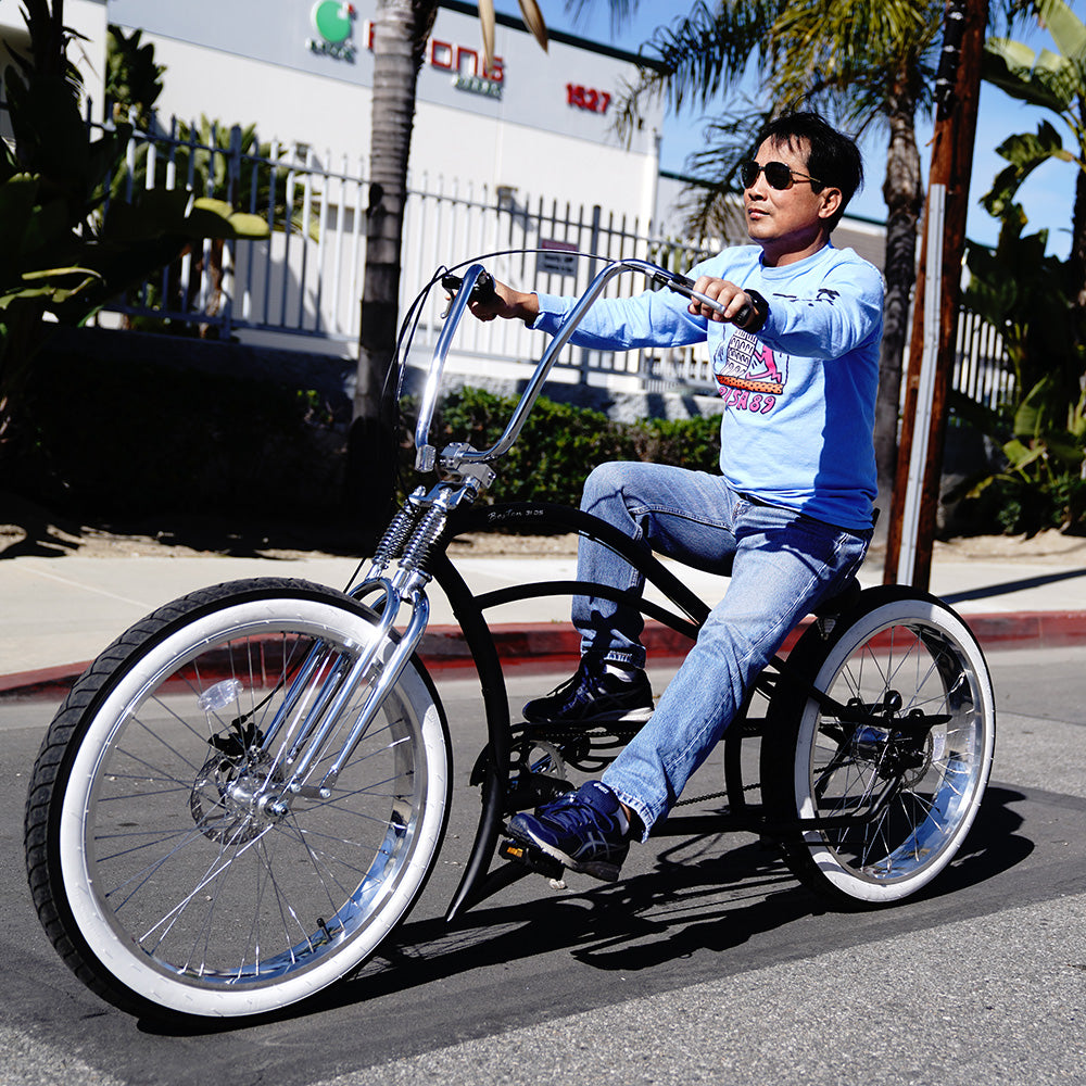 Tracer Bikes | Micargi Boston 3i DS Stretch Cruiser Bicycle, 26" Chopper Frame, 3-Speed Internal Hub |  Chico USA, Inc. 