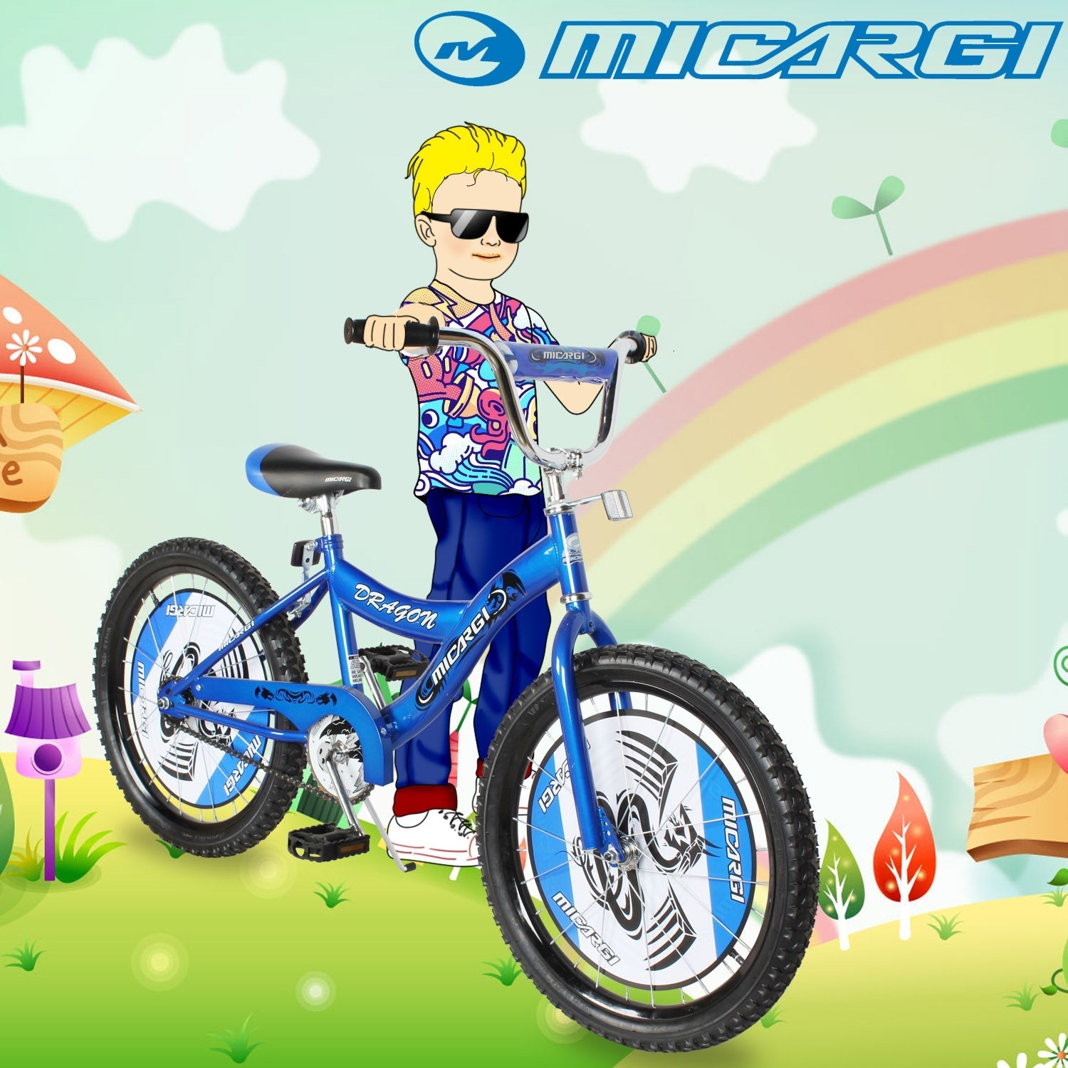Tracer Bikes | Micargi Dragon 20" Kids Bike, Single Speed, BMX Style, Hi-Ten Steel Frame |  Chico USA, Inc. 