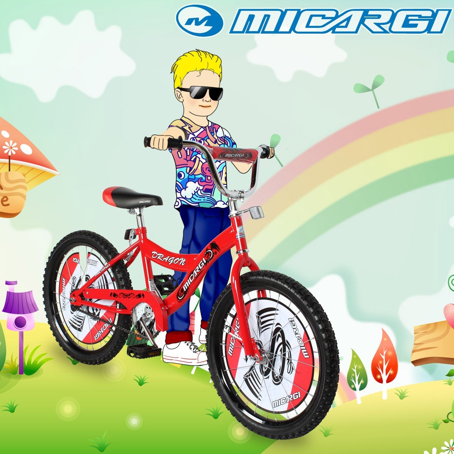 Tracer Bikes | Micargi Dragon 20" Kids Bike, Single Speed, BMX Style, Hi-Ten Steel Frame |  Chico USA, Inc. 