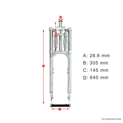 Tracer Bikes | Micargi FK-GT640305145D8 26" Over and Under Dual Spring Classical Fork for Disc Brake |  Chico USA, Inc. 