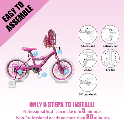 Tracer Bikes | Micargi Kiddy 16" Kids Bike, BMX S-Type Frame, Coaster Brake, with Training Wheels, Multiple Colors |  Chico USA, Inc. 