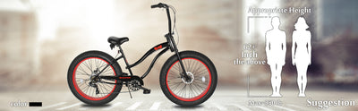 Tracer Bikes | Micargi Slugo SS 26" Beach Cruiser Bike with Shimano 7-Speed Disc Brakes and FAT Tires |  Chico USA, Inc. 