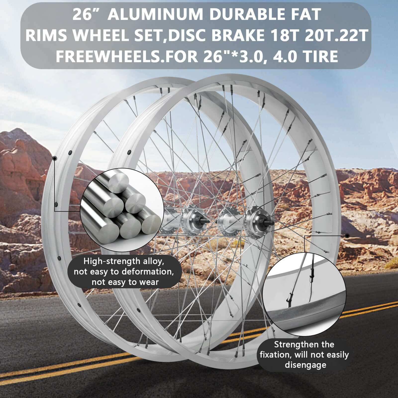 Tracer Bikes | Micargi WH-T952636C 26"x3" Alloy Fat Rims Wheel Set for 29"x4" Fat Tire, Single Speed |  Chico USA, Inc. 