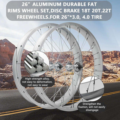Tracer Bikes | Micargi WH-T952636C 26"x3" Alloy Fat Rims Wheel Set for 29"x4" Fat Tire, Single Speed |  Chico USA, Inc. 