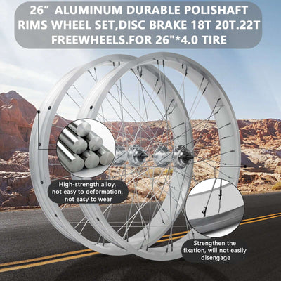 Tracer Bikes | Micargi WH-T952636D7 26"x3" Alloy Fat Rims Wheel Set for 26"x3.0, 4.0 Tire, 7-Speed |  Chico USA, Inc. 