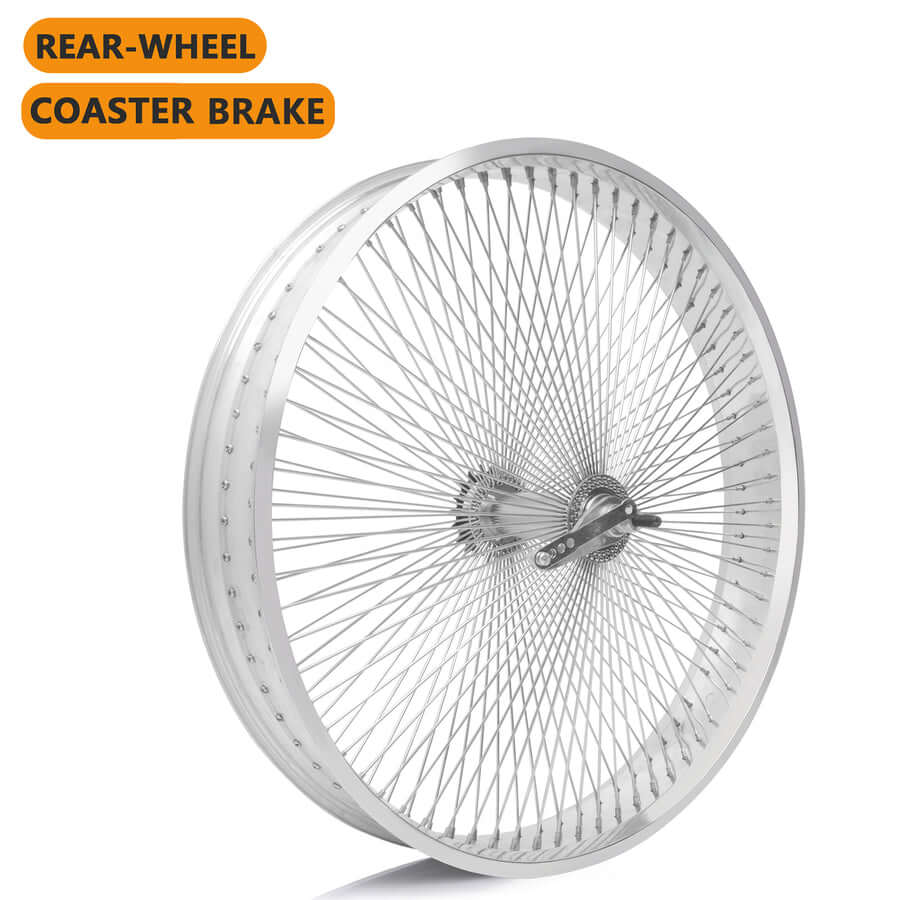 Tracer Bikes | Micargi WH-TR9529140 29"x4" Aluminum Polish Fat Rims Wheel Set with Coaster Brake/Disc Brake |  Chico USA, Inc. 