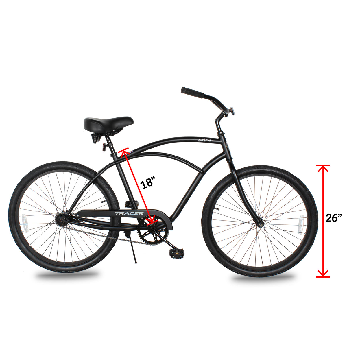 Tracer Bikes | Tracer ACE 26" Beach Cruiser Bike for Men, Single Speed, Hi-ten Steel Frame, Black, 26" Tires |  Chico USA, Inc. 