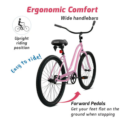 Tracer Bikes | Tracer ACE 26" Female Beach Cruiser with Coaster Brake and Black Spokes in Various Colors |  Chico USA, Inc. 