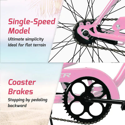 Tracer Bikes | Tracer ACE 26" Female Beach Cruiser with Coaster Brake and Black Spokes in Various Colors |  Chico USA, Inc. 