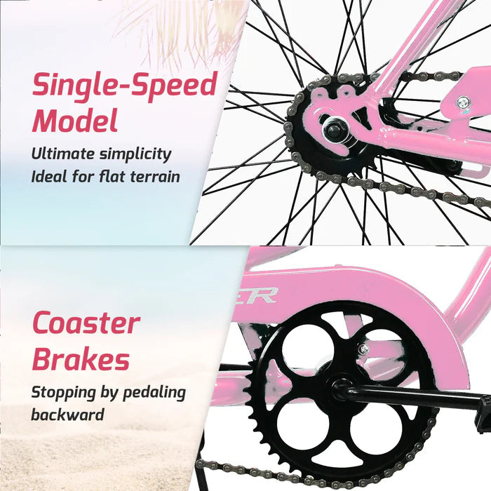 Tracer Bikes | Tracer ACE 26" Female Beach Cruiser with Coaster Brake and Black Spokes in Various Colors |  Chico USA, Inc. 