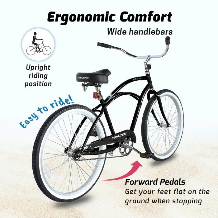 Tracer Bikes | Tracer Bora 26" Male Beach Cruiser Bike, Coaster Brake, Single Speed, Multiple Colors |  Chico USA, Inc. 