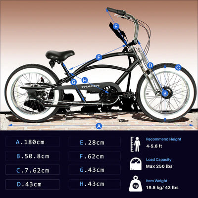 Tracer Bikes | Tracer Master 3i 20'' Internal 3-Speed Chopper Style Cruiser Bike with Fat Tires |  Chico USA, Inc. 