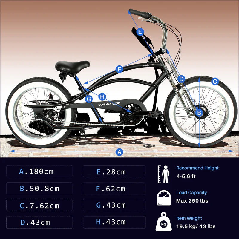 Tracer Bikes | Tracer Master 3i 20'' Internal 3-Speed Chopper Style Cruiser Bike with Fat Tires |  Chico USA, Inc. 