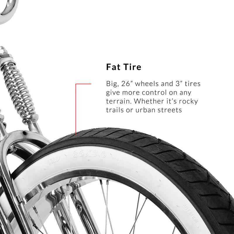 Tracer Bikes | Tracer Master DS 26" Dual Springer Chopper Stretch Beach Cruiser Bike with Fat Tires |  Chico USA, Inc. 