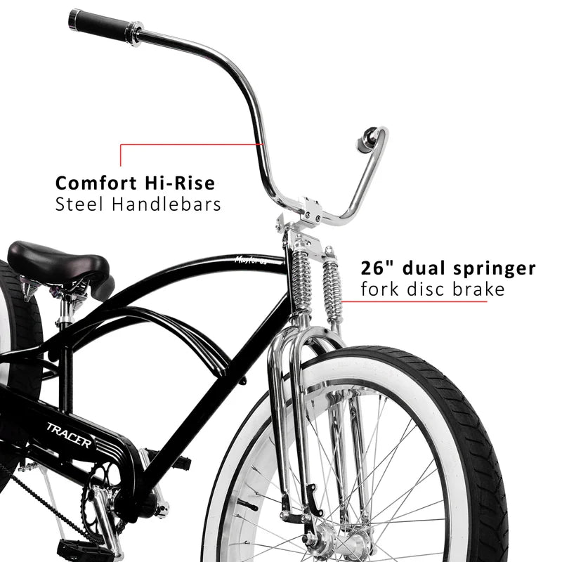 Tracer Bikes | Tracer Master DS 26" Dual Springer Chopper Stretch Beach Cruiser Bike with Fat Tires |  Chico USA, Inc. 