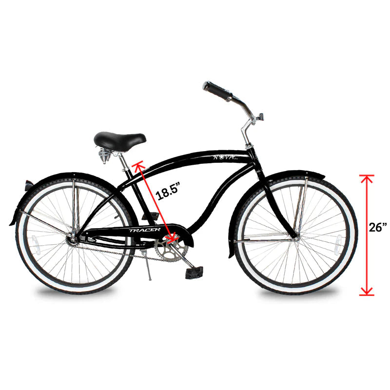 Tracer Bikes | Tracer NOVA 26" Beach Cruiser Bike Single Speed with Moon-Type Handlebar and KT Coaster Brake for Men |  Chico USA, Inc. 