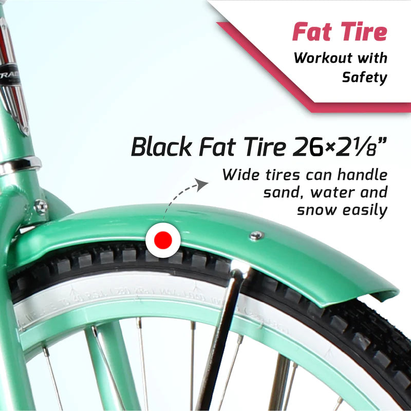 Tracer Bikes | Tracer NOVA 26" Beach Cruiser Bike Single Speed with Moon-Type Handlebar and KT Coaster Brake for Women |  Chico USA, Inc. 