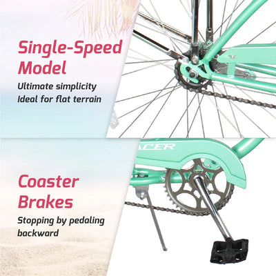 Tracer Bikes | Tracer NOVA 26" Beach Cruiser Bike Single Speed with Moon-Type Handlebar and KT Coaster Brake for Women |  Chico USA, Inc. 