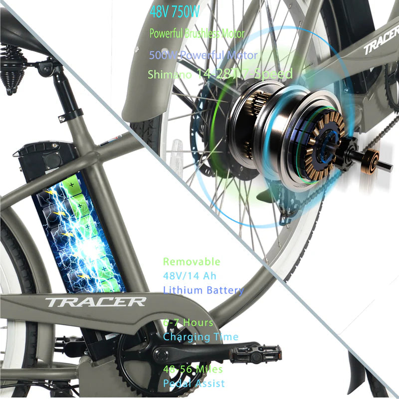 Tracer Bikes | Tracer OMEGA 26" 7-Speed Electric Beach Cruiser Bike for Men |  Chico USA, Inc. 