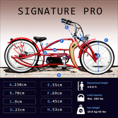 Tracer Bikes | Tracer Signature Pro 26" 800W Chopper Cruiser Electric Bike with Cigarette Lighter & USB Charging Port |  Chico USA, Inc. 