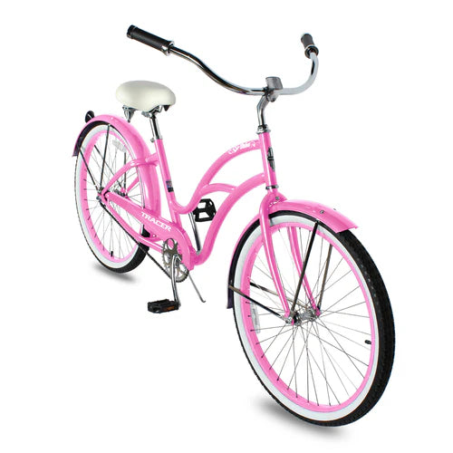Tracer Bikes | Tracer TAHA 26" Female Beach Cruiser Coaster Brake Bike with Alloy Rims and Fenders 1 Speed |  Chico USA, Inc. 