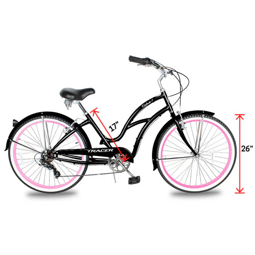 Tracer Bikes | Tracer TAHA 26" Female Beach Cruiser Coaster Brake Bike with Alloy Rims and Fenders 1 Speed |  Chico USA, Inc. 
