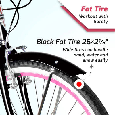 Tracer Bikes | Tracer TAHA 26" Female Beach Cruiser Coaster Brake Bike with Alloy Rims and Fenders 1 Speed |  Chico USA, Inc. 