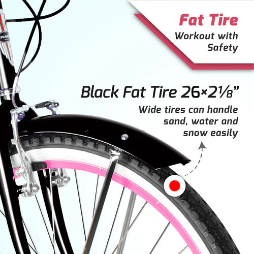 Tracer Bikes | Tracer TAHA 26" Female Beach Cruiser Coaster Brake Bike with Alloy Rims and Fenders 1 Speed |  Chico USA, Inc. 