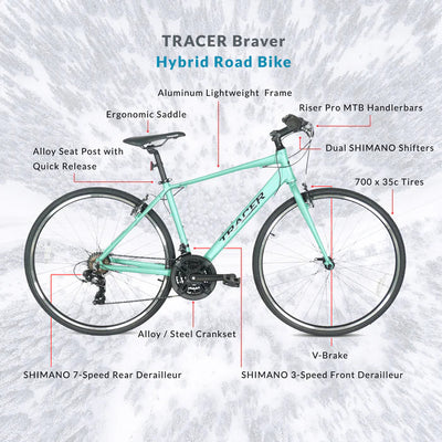 Tracer Bikes | Tracer Braver 700C Hybrid Bike, Aluminum Frame, Shimano 21-Speed, Multiple Colors |  Chico USA, Inc. 