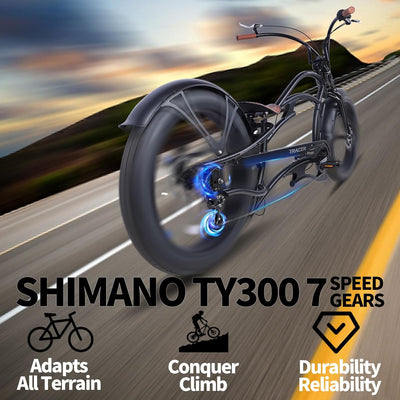 Tracer Raider Pro DS 26" 7-Speed Chopper Style Stretch Cruiser Bike - Chico USA, Inc.