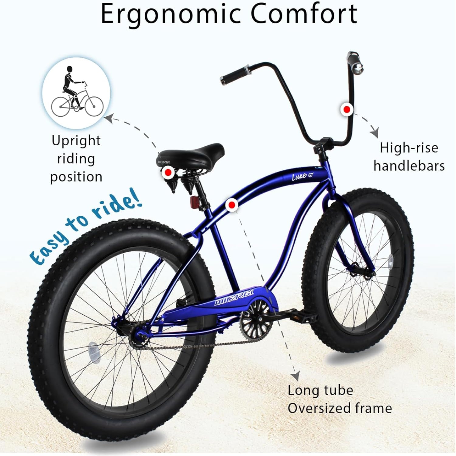 Micargi Luxe GT 26" 7-Speed Comfort Cruiser with Fat Tires - Chico USA, Inc.