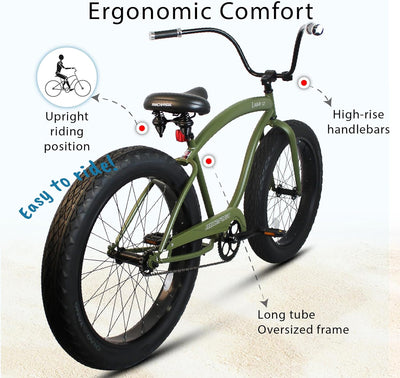 Micargi Luxe GT 26" 7-Speed Comfort Cruiser with Fat Tires - Chico USA, Inc.