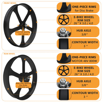 Tracer Bikes | Tracer WH-EDS-A4248800 E-Bike Wheel Set with 800W 48V Motor, Disc Brake Compatible, Black & White |  Chico USA, Inc. 