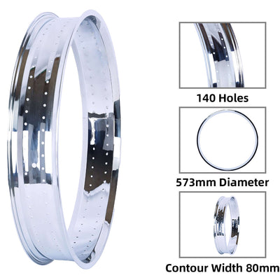 Chico RM-TH7526140 Bicycle Fat Mirror Electroplating Chrome Rim 26" x 3" x 140H 80MM - Chico USA, Inc.