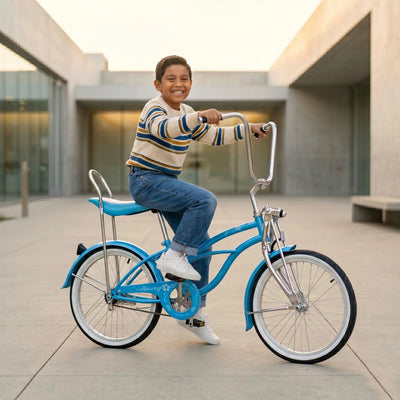 Micargi Hero 20 inch Beach Cruiser Coaster Brake Single Speed with Banana Seat Stainless Steel Spokes One Piece Crank Alloy Rims 36H Color: Baby Blue