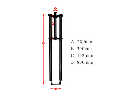 Tracer Bikes | Tracer FK-TP80300102D8 Triple Tree Fork, 28.6mm Steerer for Disc Brake, 1-1/8", Black/Chrome |  Chico USA, Inc. 