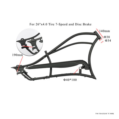 Tracer Bikes | Tracer Tracker GT7 26" E-Bike Stretch Cruiser Steel Frame with Chain Guard for 26"x4.0 Tire, 7-Speed, Disc Brake |  Chico USA, Inc. 