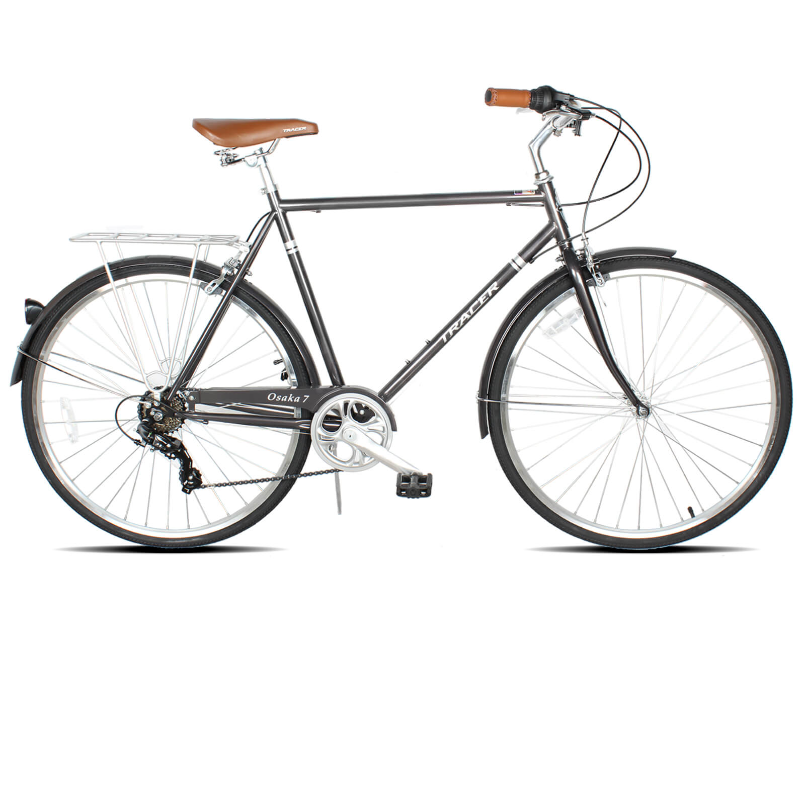 Tracer Osaka Hybrid City Bike for Women, Steel Frame, Shimano 7 Speed, 28 Wheels, Brown Seat Brown Grips Comfort Bike, Commuter - 21