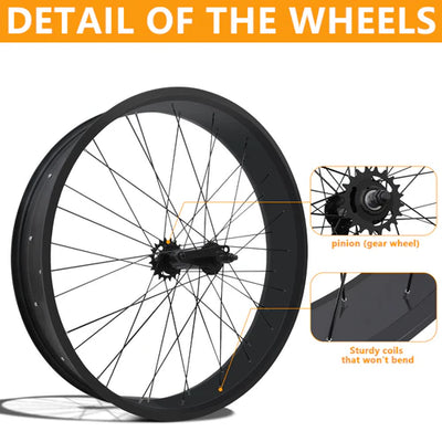 Tracer Bikes | Tracer WH-T752636C 26" Single-Speed Fat Tire Wheel Set with Coaster Brake and Disc Brake Compatibility |  Chico USA, Inc. 