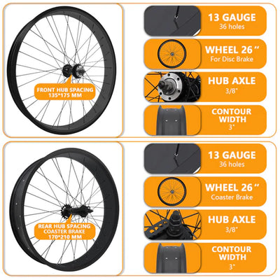Tracer Bikes | Tracer WH-T752636C 26" Single-Speed Fat Tire Wheel Set with Coaster Brake and Disc Brake Compatibility |  Chico USA, Inc. 