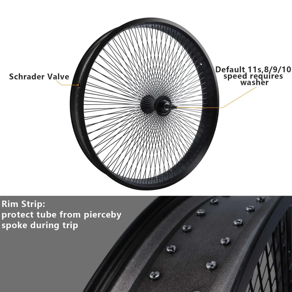 Tracer Bikes | Tracer WH-TR7526140D7 26" Fat Tire Wheelset, 7-Speed, Disc Brake, Black and Polish |  Chico USA, Inc. 