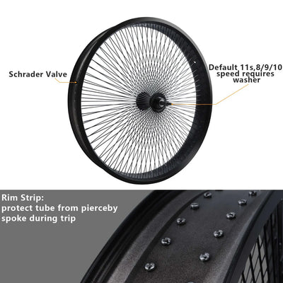 Tracer Bikes | Tracer WH-TR7526140D7 26" Fat Tire Wheelset, 7-Speed, Disc Brake, Black and Polish |  Chico USA, Inc. 