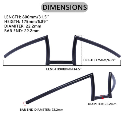 Chico HB-TB-W800-175 W-type Steel Handlebar 800*175*22.2mm*1.6T - Chico USA, Inc.