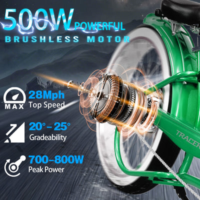 Tracer Twenty5 DS 500W Chopper Cruiser E-Bike - Chico USA, Inc.