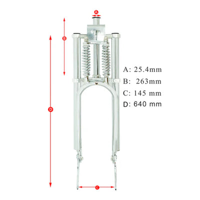 Tracer Bikes | Tracer FK-GT26263145D 26" Classical Triple Tree Dual Springer Fork for Disc Brake, 1" Steerer, Chrome/Black |  Chico USA, Inc. 