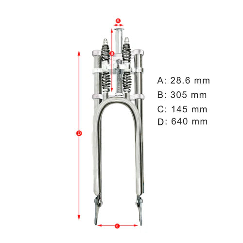 Tracer Bikes | Tracer FK-GTS640305145D8 Over and Under Dual Spring Adjustable Classical Fork for Disc Brake, 26''-29'' Fat Tires, 1-1/8" Steerer |  Chico USA, Inc. 