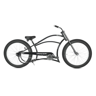 Tracer Bikes | Tracer Harman GT 26" Chopper Cruiser Bike – 26" Fat Tire Stretch Frame, Single Speed, Hi-Ten Steel, Black Matte & Black |  Chico USA, Inc. 