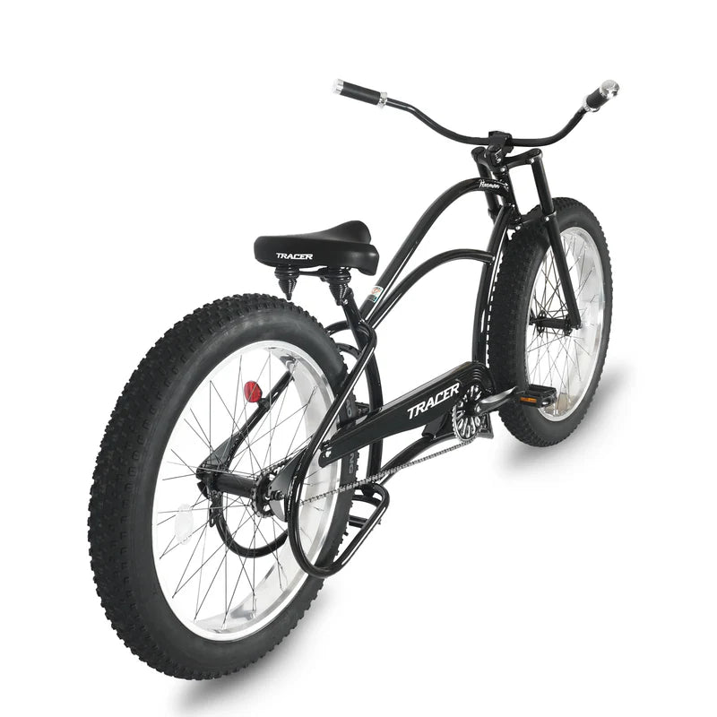 Tracer Bikes | Tracer Harman GT 26" Chopper Cruiser Bike – 26" Fat Tire Stretch Frame, Single Speed, Hi-Ten Steel, Black Matte & Black |  Chico USA, Inc. 